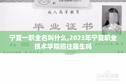宁夏一职全名叫什么,2023年宁夏职业技术学院招往届生吗