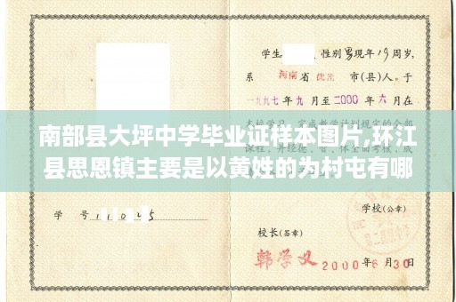 南部县大坪中学毕业证样本图片,环江县思恩镇主要是以黄姓的为村屯有哪几个