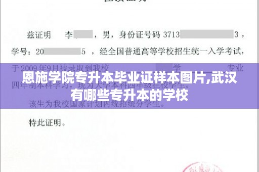 恩施学院专升本毕业证样本图片,武汉有哪些专升本的学校