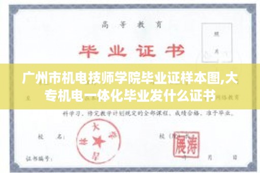 广州市机电技师学院毕业证样本图,大专机电一体化毕业发什么证书