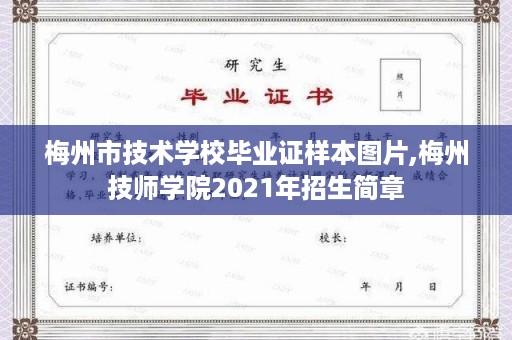 梅州市技术学校毕业证样本图片,梅州技师学院2021年招生简章