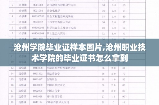 沧州学院毕业证样本图片,沧州职业技术学院的毕业证书怎么拿到