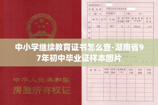 中小学继续教育证书怎么查-湖南省97年初中毕业证样本图片