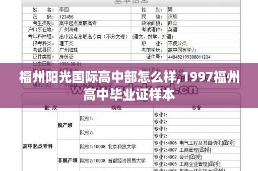 福州阳光国际高中部怎么样,1997福州高中毕业证样本