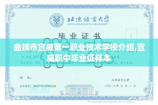 曲靖市宣威第一职业技术学校介绍,宣威职中毕业证样本