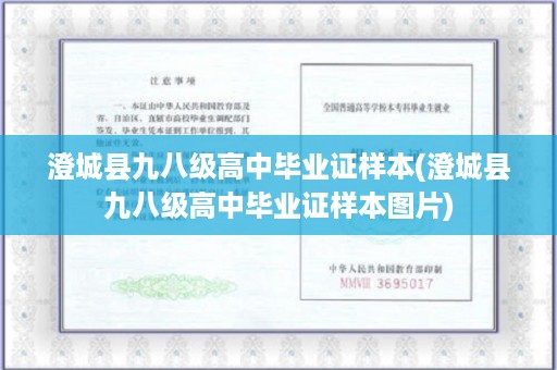 澄城县九八级高中毕业证样本(澄城县九八级高中毕业证样本图片)