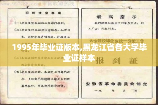 1995年毕业证版本,黑龙江省各大学毕业证样本