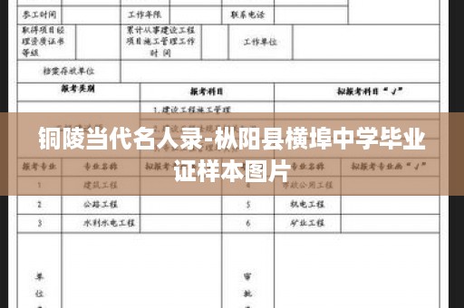 铜陵当代名人录-枞阳县横埠中学毕业证样本图片