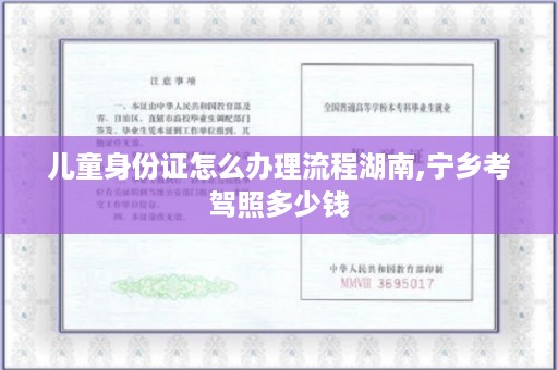 儿童身份证怎么办理流程湖南,宁乡考驾照多少钱