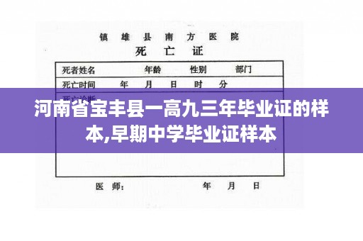 河南省宝丰县一高九三年毕业证的样本,早期中学毕业证样本