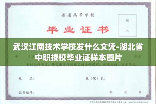 武汉江南技术学校发什么文凭-湖北省中职技校毕业证样本图片