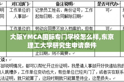 大阪YMCA国际专门学校怎么样,东京理工大学研究生申请条件