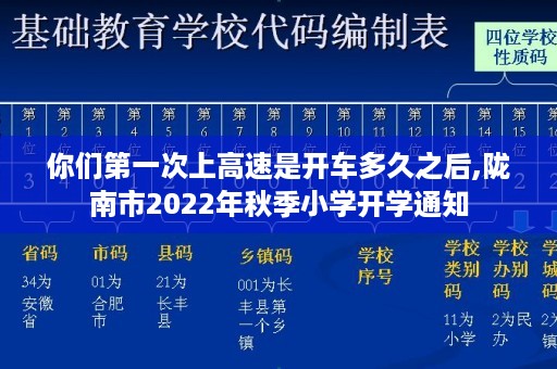 你们第一次上高速是开车多久之后,陇南市2022年秋季小学开学通知