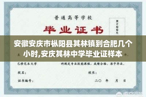 安徽安庆市枞阳县其林镇到合肥几个小时,安庆其林中学毕业证样本