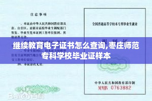 继续教育电子证书怎么查询,枣庄师范专科学校毕业证样本