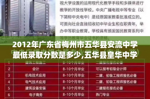 2012年广东省梅州市五华县安流中学最低录取分数是多少,五华县皇华中学高中毕业证